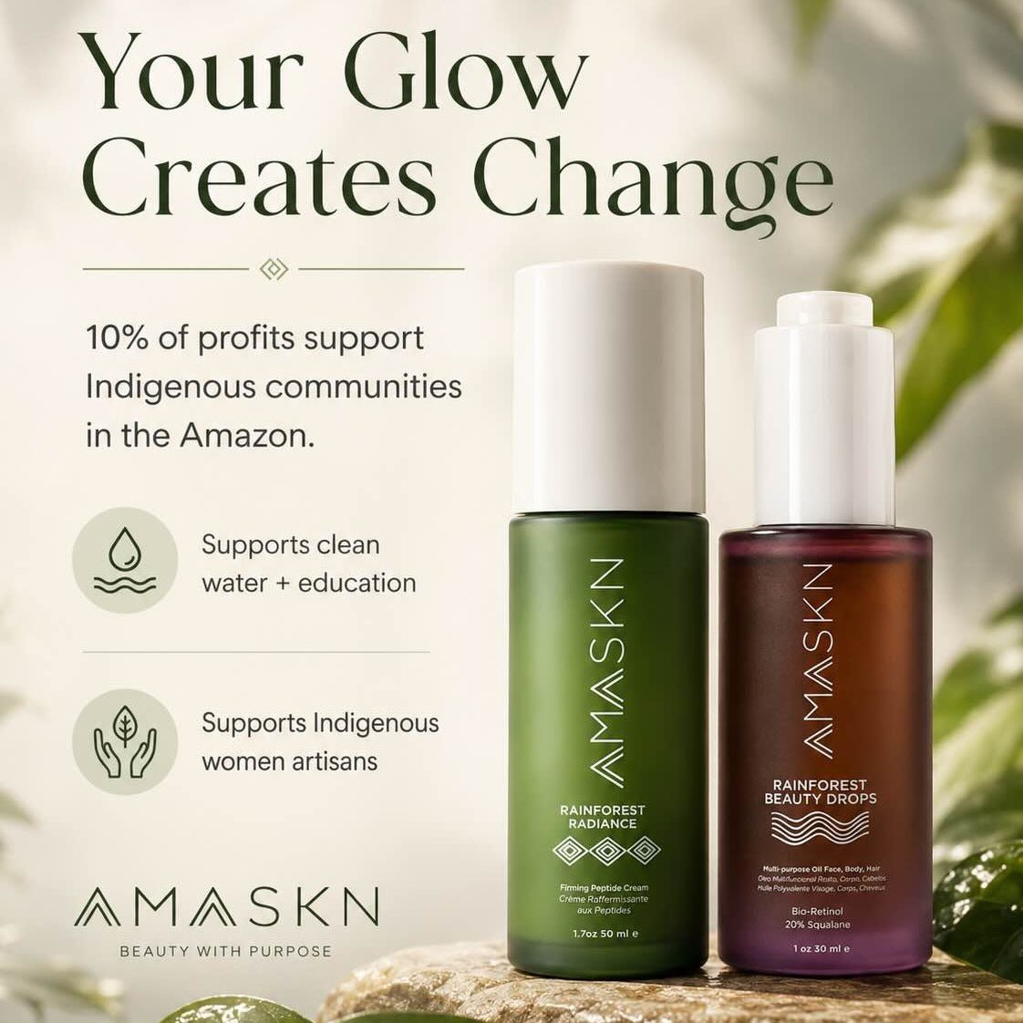 Rainforest Firm & Glow Skincare Set — Peptide Cream + Oil