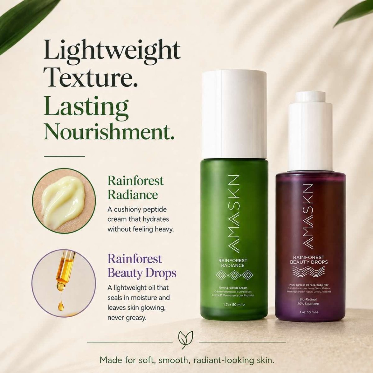 Rainforest Firm & Glow Skincare Set — Peptide Cream + Oil